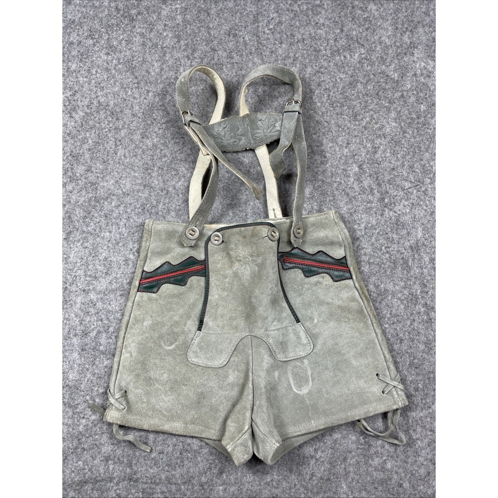 Vintage Lederhosen Authentic Suede Leather German Shorts Youth 4 Child 20" waist